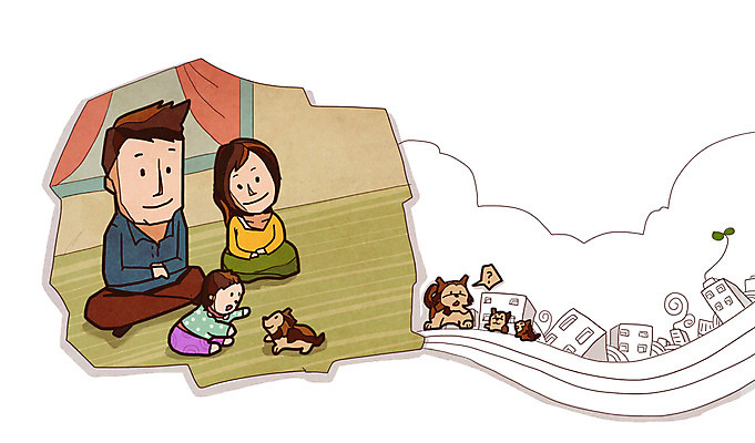 전신 PSD 동물 라이프스타일 건축물 여자 남자 딸 어린이 일러스트 창문 가정 가족 놀이 엄마 휴식 함께함 사람 앉기 라이프 세명 반려동물 자녀 가족라이프 커튼 아빠 강아지 국내일러스트 건축 컨셉 관계 모션 생활 개 파일형식