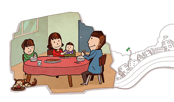 전신 PSD 동물 라이프스타일 건축물 여자 남자 아들 어린이 음식 의자 일러스트 창문 가정 가족 식탁 탁자 밥 엄마 함께함 사람 앉기 소년 여러명 라이프 문 식사 자녀 가족라이프 아빠 강아지 국내일러스트 건축 가구 다수 컨셉 관계 모션 생활 반려동물 개 파일형식