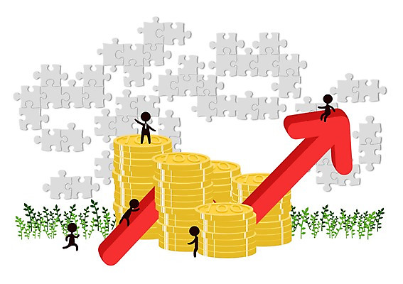 PSD 식물 실루엣 화살표 잎 돈 일러스트 비즈니스 그림자 여러명 금융 경제 피규어 비즈니스맨 풀 퍼즐 퍼즐조각 상승 국내일러스트 남자 조각 다수 컨셉 촬영기법 사람 미니어처 직장인 재산 파일형식