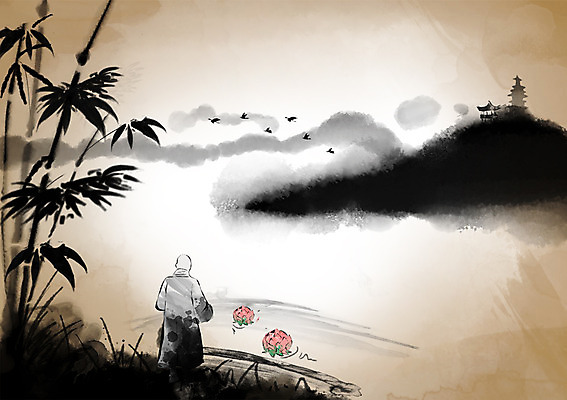 PSD 캘리배경 불교 일러스트 자연 조류 풍경 강 추억 강가 승려 대나무 연등 과거 산수화 국내일러스트 나무 동물 종교 백그라운드 컨셉 등불 성직자 동양화 불교용품 생태계 파일형식