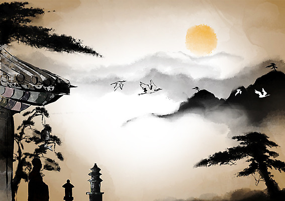 PSD 캘리배경 불교 일러스트 자연 조류 산 풍경 태양 소나무 사찰 추억 석탑 승려 과거 산수화 국내일러스트 자연요소 나무 동물 종교 백그라운드 컨셉 종교건축 탑 성직자 동양화 생태계 파일형식