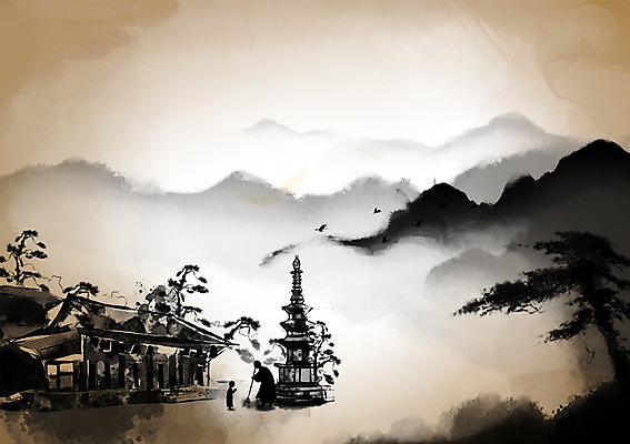 PSD 캘리배경 불교 일러스트 자연 조류 산 풍경 사찰 추억 석탑 승려 동자승 과거 산수화 국내일러스트 동물 종교 백그라운드 컨셉 종교건축 탑 성직자 동양화 생태계 파일형식