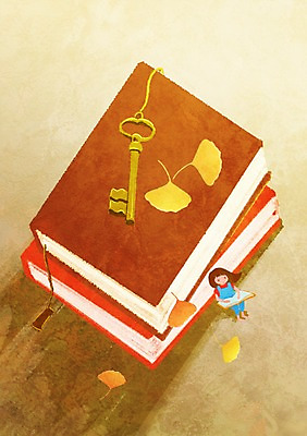 전신 PSD 식물 여자 어린이교육 교육 여유 어린이 잎 일러스트 열쇠 한명 사람 앉기 소녀 책 독서 쌓기 은행잎 소통 여자만 여자한명만 어린이만 소녀만 소녀한명만 국내일러스트 1 감정 컨셉 모션 파일형식