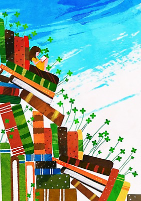 전신 PSD 식물 여자 어린이교육 교육 여유 어린이 일러스트 하늘 한명 사람 앉기 소녀 책 독서 쌓기 기댐 풀 소통 여자만 여자한명만 어린이만 소녀만 소녀한명만 국내일러스트 1 감정 컨셉 모션 파일형식