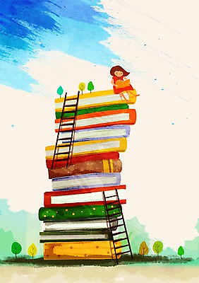 전신 PSD 나무 식물 여자 어린이교육 교육 여유 어린이 일러스트 사다리 하늘 한명 사람 앉기 소녀 책 독서 쌓기 소통 여자만 여자한명만 어린이만 소녀만 소녀한명만 국내일러스트 1 감정 컨셉 모션 도구 파일형식