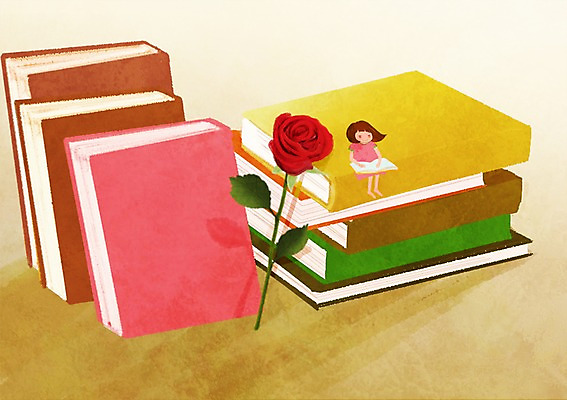 전신 PSD 식물 여자 어린이교육 교육 꽃 여유 어린이 한송이 일러스트 한명 사람 앉기 소녀 책 독서 장미 쌓기 소통 여자만 여자한명만 어린이만 소녀만 소녀한명만 국내일러스트 1 감정 컨셉 모션 송이 파일형식