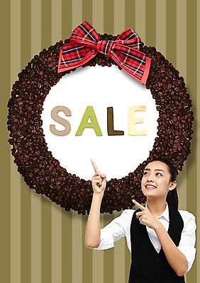 PSD 외국인 편집 편집이미지 직업 여자 리본 커피 음료 한명 서기 웃음 사람 동양인 상반신 성인 세일 원두 올려보기 가리킴 끈 차 낟알 원두커피 바리스타 여자만 여자한명만 성인여자만 성인만 이미지편집 1 모션 표정 인종 손짓 파일형식