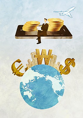 전신 PSD 건축물 기호 남자 지구 돈 일러스트 비즈니스 하늘 무선통신 비행기 한명 사람 앉기 정장 빌딩 성인 건물 금융 경제 노트북 스마트폰 핸드폰 스마트기기 글로벌 지구본 달러 글로벌비즈니스 동전 유로 직장인 비즈니스맨 원화 화폐기호 남자만 남자한명만 성인남자만 성인만 국내일러스트 직업 문자 1 옷 건축 통신 항공교통 모션 대중교통 전자제품 재산 화폐 파일형식