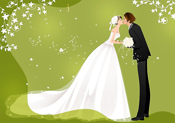 전신 PSD 식물 커플 드레스 여자 남자 꽃 행복 신부 부케 웨딩드레스 신랑 결혼 백그라운드 일러스트 키스 사랑 서기 들기 사람 정장 턱시도 성인 두명 마주보기 풀 스킨십 성인만 국내일러스트 옷 감정 꽃다발 관계 모션 이벤트 애정표현 파일형식