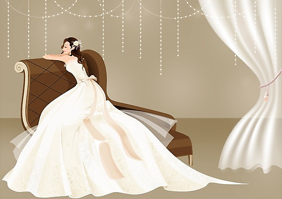 전신 PSD 드레스 여자 행복 신부 웨딩드레스 결혼 백그라운드 의자 일러스트 휴식 사랑 한명 사람 앉기 성인 소파 눈감음 커튼 여자만 여자한명만 성인여자만 성인만 국내일러스트 1 옷 감정 가구 컨셉 모션 이벤트 파일형식