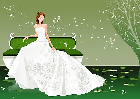 전신 PSD 나무 식물 드레스 여자 행복 신부 웨딩드레스 결혼 백그라운드 의자 일러스트 사랑 한명 사람 앉기 성인 소파 여자만 여자한명만 성인여자만 성인만 국내일러스트 1 옷 감정 가구 모션 이벤트 파일형식