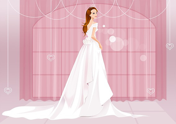 전신 PSD 드레스 여자 행복 신부 웨딩드레스 결혼 백그라운드 일러스트 창문 사랑 한명 서기 사람 성인 커튼 여자만 여자한명만 성인여자만 성인만 국내일러스트 1 옷 감정 모션 이벤트 파일형식