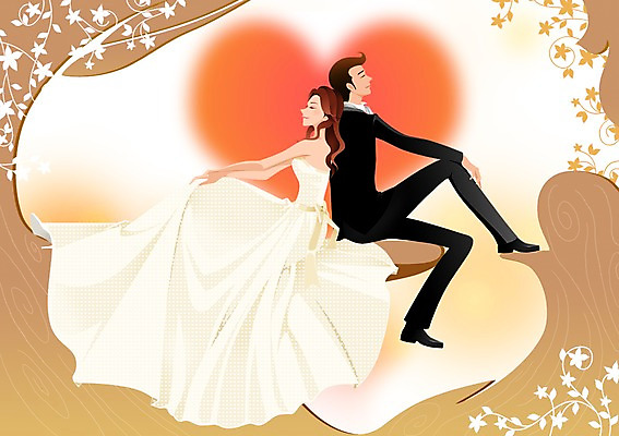 전신 PSD 식물 커플 드레스 여자 남자 꽃 행복 신부 웨딩드레스 신랑 결혼 백그라운드 일러스트 사랑 사람 앉기 정장 턱시도 성인 두명 기댐 등맞대기 하트 풀 성인만 국내일러스트 모양 옷 감정 관계 모션 이벤트 파일형식