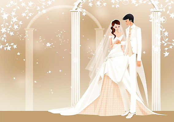 전신 PSD 식물 커플 응시 드레스 여자 남자 꽃 행복 신부 웨딩드레스 신랑 결혼 백그라운드 일러스트 사랑 서기 사람 정장 턱시도 성인 두명 손잡기 기둥 풀 성인만 국내일러스트 시선 옷 건축 감정 관계 모션 이벤트 파일형식