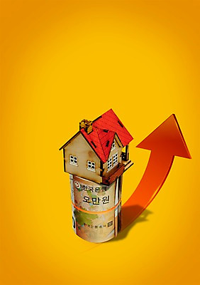 PSD 편집이미지 문자 화살표 지폐 돈 부동산 주택 그림자 한글 사람없음 금융 경제 미니어처 거래 고무줄 시세 절약 방향 상승 오만원 뭉치 부동산가격 이미지편집 컨셉 건물 모형 재산 파일형식