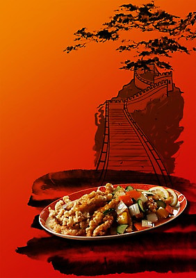 PSD 나무 식물 편집 편집이미지 식기 접시 건축물 포스터 음식 육류 요리 사람없음 중식 식당 알림 전단 홍보물 음식전단 탕수육 만리장성 이미지편집 건축 식재료 상점 중국 세계문화유산 성 파일형식