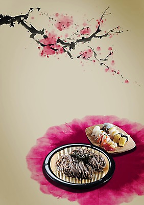 PSD 나무 식물 편집 편집이미지 식기 접시 포스터 음식 사람없음 식당 초밥 나뭇가지 메밀국수 메밀 알림 전단 홍보물 생선초밥 음식전단 일본음식 이미지편집 식재료 상점 면류 파일형식