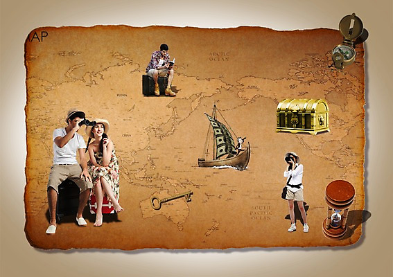 전신 PSD 서양인 외국인 편집이미지 모자 커플 응시 여자 남자 여행 포즈 지도 모션 열쇠 항해 그림자 웃음 사람 앉기 여러명 성인 책 카메라 여행가방 사진촬영 망원경 펼침 관찰 나침반 돛단배 모래시계 보물상자 돗단배 선박 성인만 이미지편집 시선 잡화 모래 시계 다수 수상교통 배_교통 가방 관계 표정 인종 전자제품 촬영 파일형식