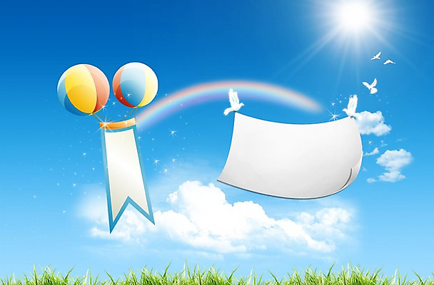 PSD 식물 동물 구름 편집이미지 배너 무지개 조류 하늘 프레임 이벤트 잔디 사람없음 햇빛 태양 반사 공백 현수막 알림 풍선 이미지편집 자연요소 파일형식