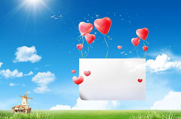 PSD 식물 동물 구름 편집이미지 건축물 배너 종이 조류 하늘 프레임 이벤트 잔디 사람없음 건물 햇빛 태양 반사 공백 풍차 하트 알림 풍선 이미지편집 자연요소 모양 건축 파일형식