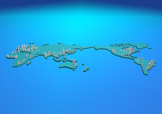 PSD 편집이미지 컬러 세계지도 지도 빌딩 사람없음 건물 그래픽 파란색 세계 글로벌 3D소스 3D 입체 복잡 편집소스 편집3D 건축물 컨셉 디지털합성 파일형식