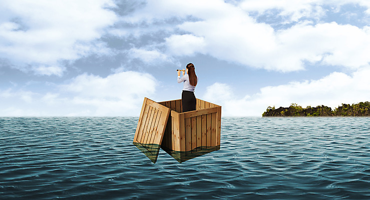 주간 PSD 서양인 외국인 구름 편집이미지 여자 바다 하늘 한명 사람 정장 성인 야외 뒷모습 상자 3D 망원경 탐험 나무상자 탈출 무인도 합성 여자만 여자한명만 성인여자만 성인만 편집3D 자연요소 1 옷 뷰포인트 섬 컨셉 인종 디지털합성 파일형식