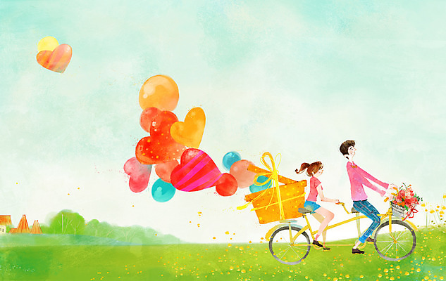 전신 PSD 커플 여자 남자 꽃다발 데이트 일러스트 함께함 선물 사랑 사람 동양인 20대 성인 두명 선물상자 태양 자전거 승차 언덕 풍선 2인용자전거 청년만 성인만 국내일러스트 자연요소 꽃 감정 컨셉 관계 모션 인종 청년 상자 바이크 파일형식