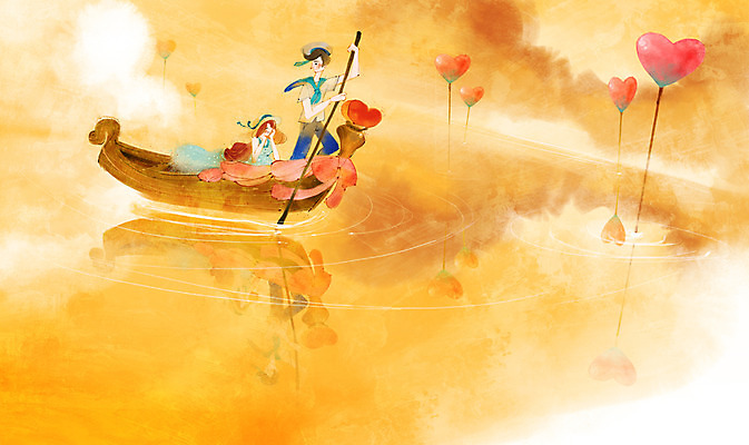 PSD 커플 여자 남자 데이트 일러스트 함께함 사랑 서기 사람 앉기 동양인 상반신 20대 성인 두명 강 노을 하트 승차 노 나무배 선박 청년만 성인만 국내일러스트 자연요소 모양 감정 컨셉 수상교통 배_교통 관계 모션 인종 청년 파일형식