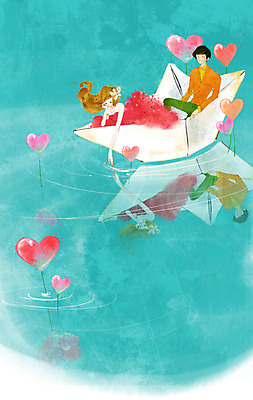 PSD 커플 여자 남자 호수 데이트 일러스트 함께함 사랑 사람 앉기 동양인 상반신 20대 성인 두명 감상 하트 종이배 청년만 성인만 국내일러스트 모양 감정 컨셉 관계 모션 인종 청년 종이접기 파일형식