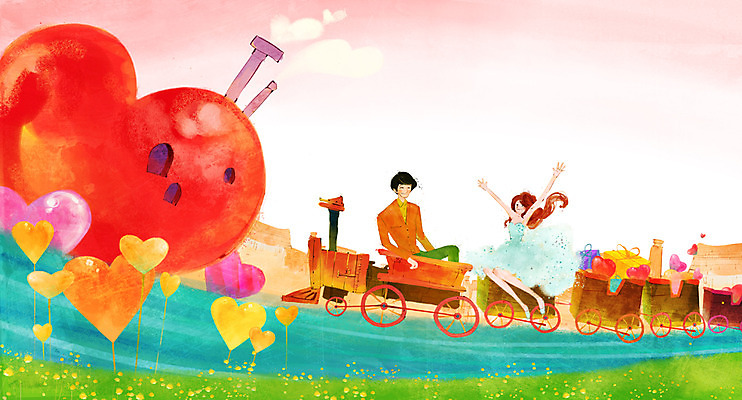 전신 PSD 커플 여자 남자 데이트 일러스트 함께함 굴뚝 사랑 사람 앉기 동양인 20대 성인 두명 건물 기차 하트 풍선 청년만 성인만 국내일러스트 모양 건축물 감정 육상교통 컨셉 관계 모션 대중교통 인종 청년 파일형식