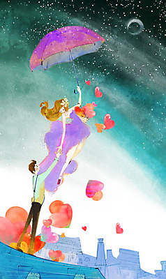 전신 PSD 커플 여자 남자 데이트 일러스트 우산 밤하늘 지붕 함께함 사랑 서기 사람 동양인 20대 성인 두명 달 하트 비행 뿌리기 배웅 청년만 성인만 국내일러스트 자연요소 모양 감정 컨셉 관계 모션 하늘 인종 청년 야간 파일형식