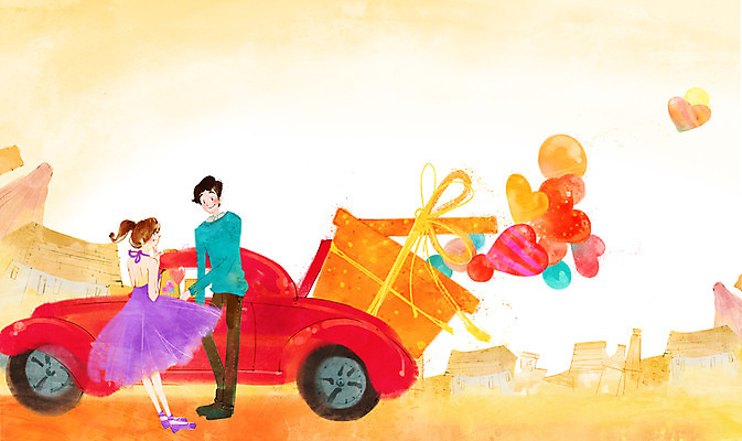 전신 PSD 커플 여자 남자 데이트 일러스트 자동차 함께함 선물 사랑 서기 사람 동양인 20대 성인 두명 선물상자 하트 풍선 자동차트렁크 청년만 성인만 국내일러스트 모양 감정 육상교통 컨셉 관계 모션 인종 청년 상자 파일형식