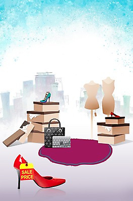 PSD 편집 편집이미지 종이 구두 다수 선물 이벤트 사람없음 빨간색 선물상자 쇼핑 상자 꼬리표 세일 쌓기 여러개 카펫 핸드백 오픈 마네킹 오브젝트 과소비 이미지편집 컬러 신발 가방 모션 라벨 소비 파일형식