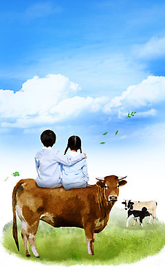 PSD 동물 구름 편집 편집이미지 여자 남자 어린이 포즈 여러마리 포유류 하늘 어깨동무 사랑 사람 앉기 동양인 소녀 소년 초원 두명 뒷모습 친구 한국인 소 보호 젖소 동물보호 어린이만 이미지편집 자연요소 감정 뷰포인트 다수 컨셉 관계 모션 인종 사회이슈 파일형식