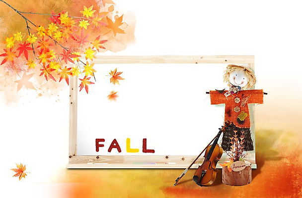 PSD 편집 편집이미지 문자 영어 계절 단풍 단풍나무 프레임 알림판 사람없음 단어 칠판 가을 바이올린 오브젝트 허수아비 이미지편집 나무 잎 농업 현악기 파일형식