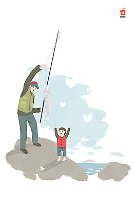 전신 라이프스타일 남자 아들 어린이 바다 일러스트 가족 하늘 낚시 함께함 어류 서기 웃음 들기 사람 소년 성인 취미 두명 라이프 손들기 화목 돌_바위 바위 자녀 가족라이프 아빠 낚싯대 남자만 국내일러스트 AI파일 컨셉 관계 모션 레저 표정 생활 수중동물 낚시용품 파일형식 벡터