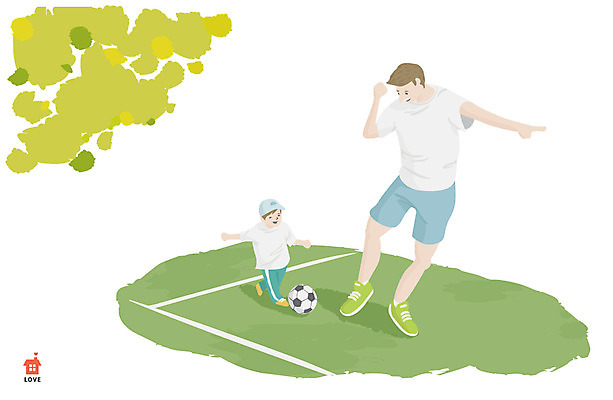 전신 나무 식물 라이프스타일 남자 아들 어린이 일러스트 축구공 공 가족 놀이 함께함 서기 사람 소년 잔디 성인 두명 라이프 축구 화목 자녀 가족라이프 아빠 축구장 남자만 국내일러스트 AI파일 컨셉 축구용품 스포츠시설 관계 모션 생활 구기 파일형식 벡터