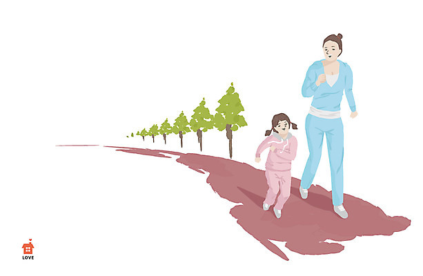 전신 나무 식물 라이프스타일 여자 딸 길 어린이 일러스트 가족 엄마 함께함 서기 사람 소녀 성인 두명 라이프 운동복 달리기 조깅 운동 화목 산책 자녀 가족라이프 여자만 국내일러스트 AI파일 옷 컨셉 관계 모션 휴식 건강 생활 파일형식 벡터