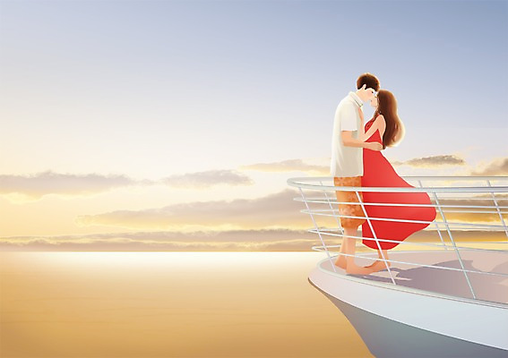 전신 PSD 구름 커플 여자 남자 행복 여유 바다 커플라이프 데이트 일러스트 난간 하늘 키스 사랑 서기 사람 성인 두명 마주보기 노을 일몰 유람선 스킨십 선박 성인만 국내일러스트 자연요소 라이프스타일 감정 수상교통 배_교통 관계 모션 애정표현 파일형식