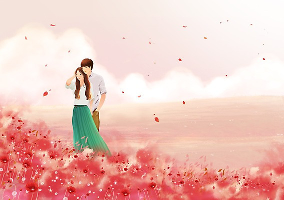 전신 PSD 식물 커플 여자 남자 꽃잎 꽃 행복 여유 컬러 커플라이프 꽃밭 데이트 일러스트 날리기 사랑 서기 사람 성인 두명 빨간색 소풍 산책 성인만 국내일러스트 라이프스타일 감정 관계 모션 휴식 야외활동 파일형식