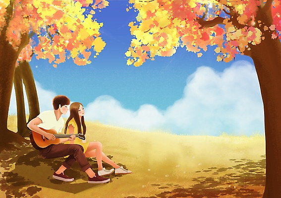 전신 PSD 나무 식물 구름 커플 계절 여자 남자 행복 여유 악기 커플라이프 연주 데이트 일러스트 하늘 휴식 사랑 들기 사람 앉기 성인 두명 소풍 산책 가을 돌_바위 바위 기타 그늘 성인만 국내일러스트 자연요소 라이프스타일 감정 음악 컨셉 관계 모션 현악기 야외활동 파일형식