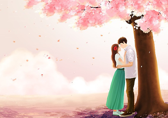 전신 PSD 나무 식물 커플 계절 여자 남자 꽃잎 행복 여유 커플라이프 데이트 일러스트 날리기 키스 사랑 서기 사람 성인 두명 마주보기 봄 산책 벚나무 스킨십 성인만 국내일러스트 라이프스타일 꽃 감정 관계 모션 휴식 벚꽃 애정표현 파일형식