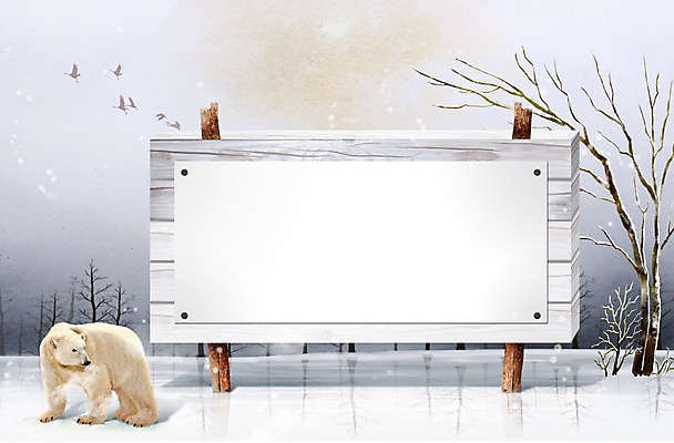 PSD 나무 식물 동물 편집 편집이미지 한마리 계절 설경 겨울 여러마리 곰 조류 프레임 알림판 풍경 사람없음 나뭇가지 백곰 앙상함 눈내림 이미지편집 1 다수 포유류 눈_날씨 파일형식