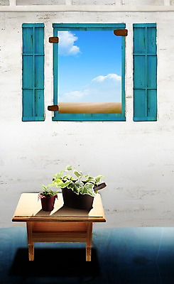 PSD 식물 구름 편집이미지 화분 창문 탁자 포토일러 하늘 사람없음 인테리어 이미지편집 자연요소 디자인 가구 파일형식