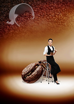 전신 PSD 외국인 편집 편집이미지 직업 여자 커피 음료 의자 한명 웃음 들기 사람 앉기 동양인 성인 원두 차 커피잔 찻잔 낟알 바리스타 분쇄기 여자만 여자한명만 성인여자만 성인만 이미지편집 1 가구 모션 잔 표정 인종 파일형식