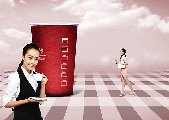 전신 PSD 외국인 구름 편집 편집이미지 직업 여자 커피 음료 서기 웃음 들기 사람 동양인 상반신 성인 두명 컵 원두 차 커피잔 찻잔 종이컵 테이크아웃 바리스타 여자만 성인여자만 성인만 이미지편집 자연요소 식기 모션 잔 표정 인종 일회용 파일형식