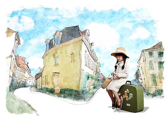 전신 PSD 편집 편집이미지 모자 응시 잡화 여자 어린이 여행 가방 주택 한명 들기 사람 앉기 동양인 소녀 옆모습 여행가방 유치원생 한국인 모퉁이 골목길 유럽풍 여자만 여자한명만 어린이만 소녀만 소녀한명만 이미지편집 1 시선 길 뷰포인트 모션 인종 건물 파일형식