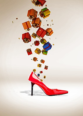 PSD 편집 편집이미지 잡화 구두 컬러 선물 이벤트 사람없음 빨간색 선물상자 쇼핑 하이힐 오브젝트 이미지편집 신발 상자 여성화 파일형식