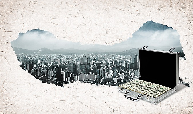 PSD 편집 편집이미지 종이 백그라운드 지폐 돈 풍경 빌딩 사람없음 건물 경제 달러 도시 돈가방 이미지편집 건축물 가방 재산 파일형식