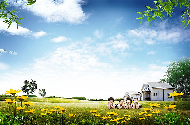 주간 PSD 나무 식물 구름 편집 편집이미지 계절 여자 남자 꽃 어린이 엎드리기 백그라운드 하늘 주택 미소 웃음 사람 동양인 풍경 소녀 소년 초원 여러명 야외 앞모습 소풍 턱괴기 봄풍경 봄 한국인 어린이만 이미지편집 자연요소 뷰포인트 다수 모션 표정 인종 건물 야외활동 파일형식